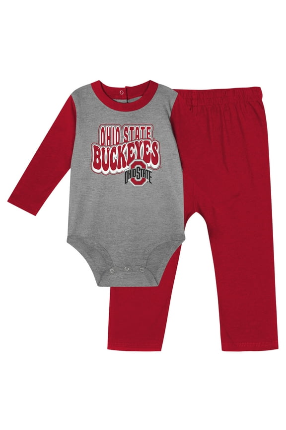 Infant Scarlet Ohio State Buckeyes Double Up Long Sleeve Bodysuit & Pant Set