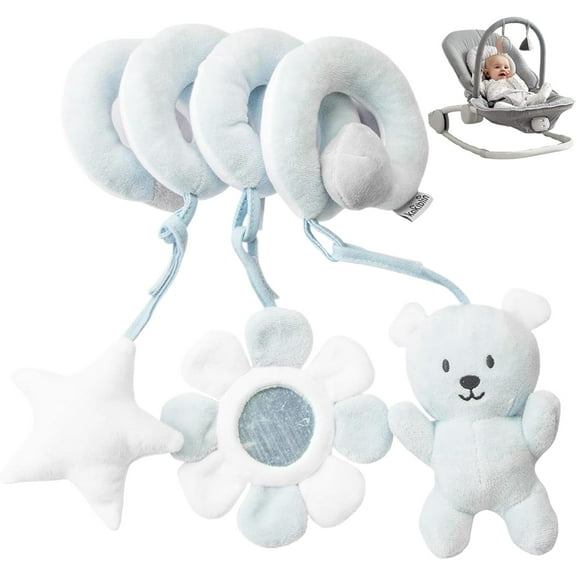 Infant Sensory Development Toy, Multi-Textured Activity Module with Detachable High-Contrast Elements, Adjustable Stroller/Crib Hooks for Visual & Tactile Stimulation