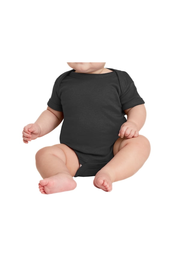 Infant Short Sleeve Cotton/Polyester Baby Rib Bodysuit Black NEWBORN