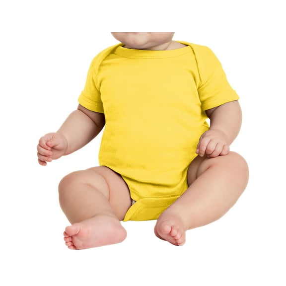 Infant Short Sleeve Cotton/Polyester Baby Rib Bodysuit Yellow 18M
