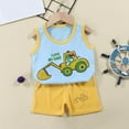 thumbnail image 1 of Shorts Summer Baby Boy Girl Clothes Set Cute Outfits Unisex Solid Sleeveless Tank Tops Shorts 2PCS, 1 of 3