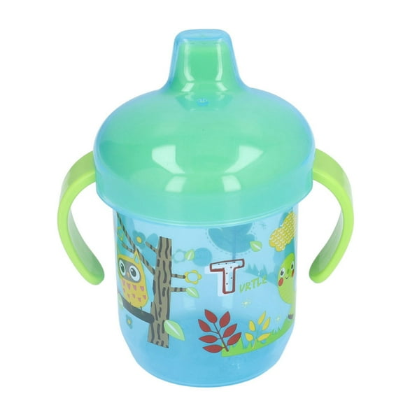 Infant Sippy Cup, Portable Cartoon Animal Pattern Kid Spill Proof Trainer Cup Birthday Gift Daily Drinking Water Cup 260ML[Blue]