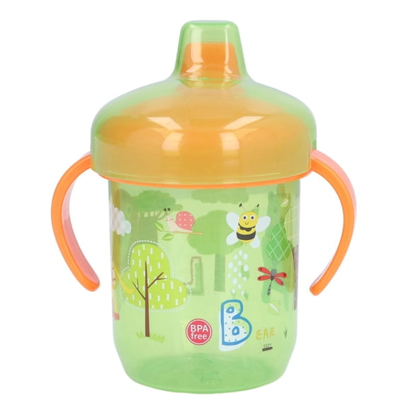 Infant Sippy Cup, Portable Cartoon Animal Pattern Kid Spill Proof Trainer Cup Birthday Gift Daily Drinking Water Cup 260ML[Green]
