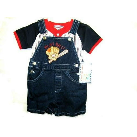 Infant Size 24M Denim Embroidery Shortall 2-PC Sets. * 1 Unit Set Pack *