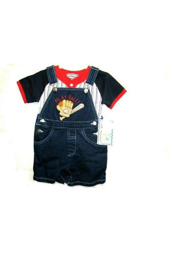 Infant Size 24M Denim Embroidery Shortall 2-PC Sets. * 1 Unit Set Pack *