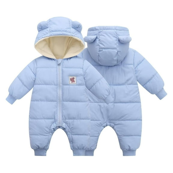 Snow Suit Zipper Hooded Jumpsuit Romper Toddler Boy Warm Clothes Windproof Jumpsuits Toddler Winter Coat 12-18 Months