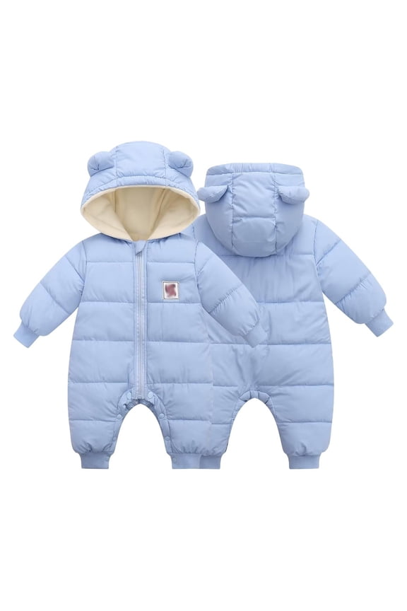 Snow Suit Zipper Hooded Jumpsuit Romper Toddler Boy Warm Clothes Windproof Jumpsuits Toddler Winter Coat 12-18 Months