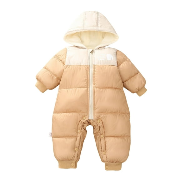 Snow Suit Zipper Hooded Romper Toddler Warm Clothes Windproof Jumpsuits Toddler Boy 12-18 Months Clothes