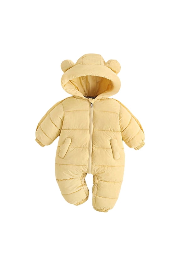Snow Suit Zipper Hooded Romper Warm Toddler Girl Clothes Windproof Jumpsuits 2-3 Years Girl Winter Clothes