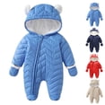 thumbnail image 1 of Infant Snowsuit Boys Ear Snow Suit Winter Outfit Jumpsuit Warm Insulated Snowsuit Newborn Girl Onesies Red 3 M-6 M, 1 of 7