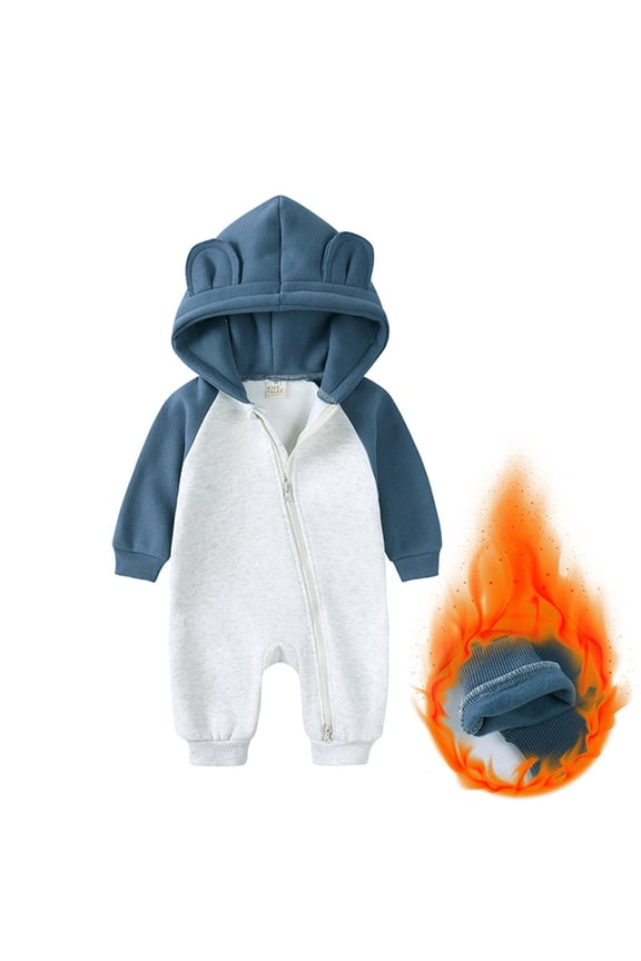 Infant Snowsuit Fleece Hooded Jumpsuit Bear Ear Infant Baby Romper Baby Girl Warm Outfits Preemie Baby Clothes 0-3 Months