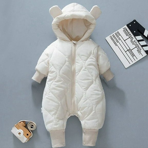 Infant Snowsuit Fleece Hooded Jumpsuit Bear Ear Romper Baby Warm Outfits Girl Preemie Baby Girl Clothes 3-6 Months