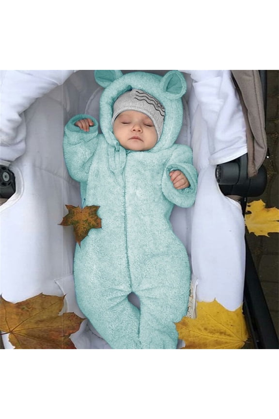 Infant Snowsuit Fleece Jumpsuit Bear Ear Newborn Girl Romper Baby Girl Outfit Warm Newborn Boy Sleepers 6-12 Months