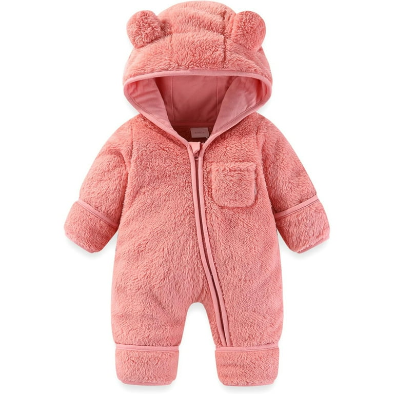Infant Snowsuit Fleece Jumpsuit Bear Ear Onesies Baby Romper Baby