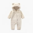 thumbnail image 1 of Snowsuit Hoodie Bear Ear Boy Baby Romper Outfit Warm Baby Girl Clothes 3-6 Months, 1 of 2
