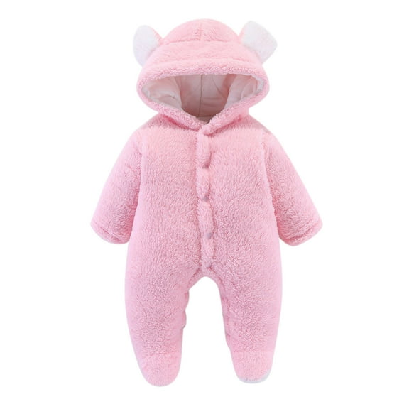 Infant Snowsuit Hoodie Bear Ear Girl Romper Baby Warm Outfits Girl 9-12 Months Sleepers