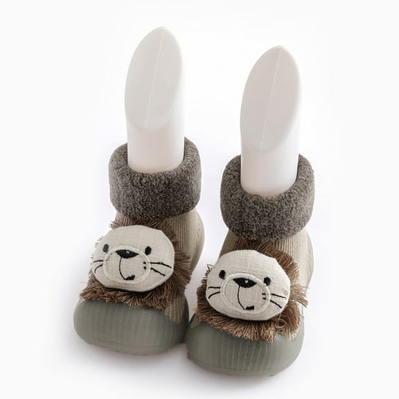 Infant Sock Shoes Anti Slip Infant Walking Shoes Breathable Warm Soft Sole Rubber Cotton Socks Shoes Baby Sneakers for Boys 15-18 Months
