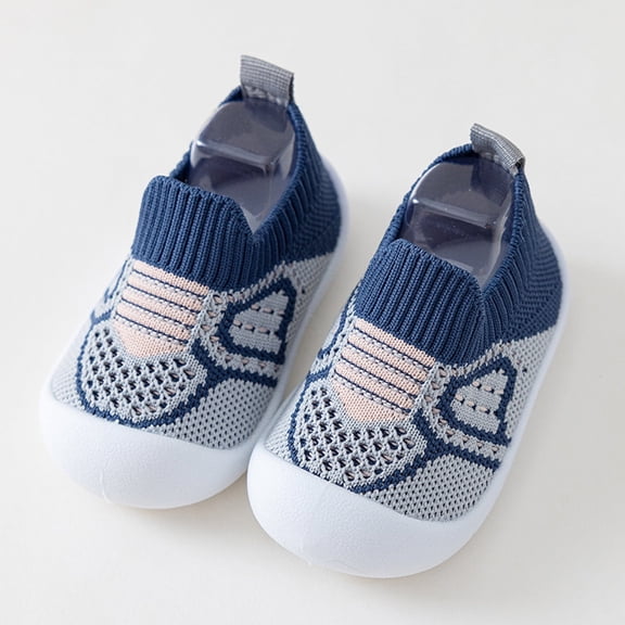 Infant Sock Shoes Non-Slip Indoor Walking Sock Shoes Breathable Warm Soft Sole Rubber Cotton Toddler Shoes Floor Socks for Boys 18-24 Months