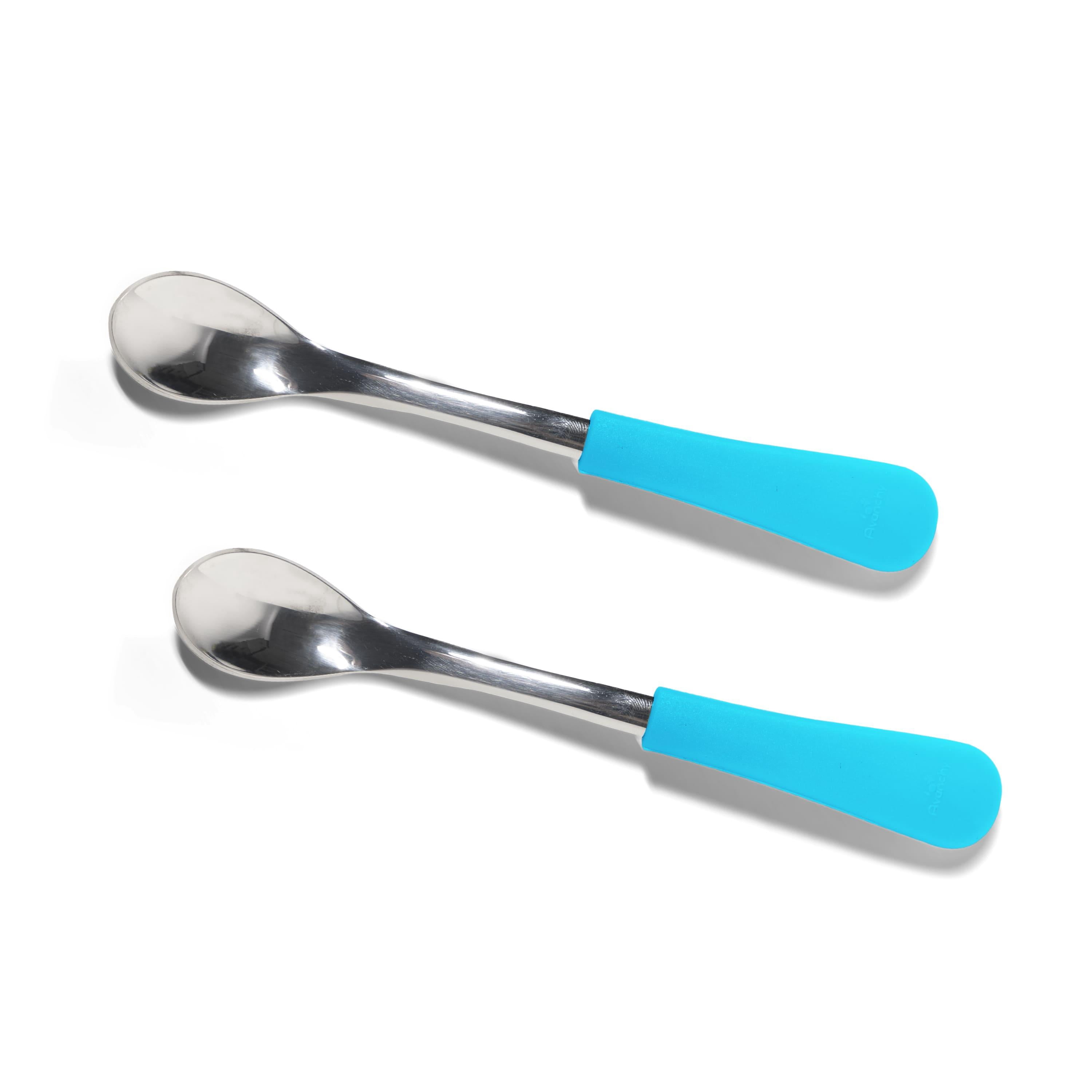The First Years Two Scoop Infant Spoons 5-Pack – Double-Sided For Self-Feeding, BPA-Free (Purple)