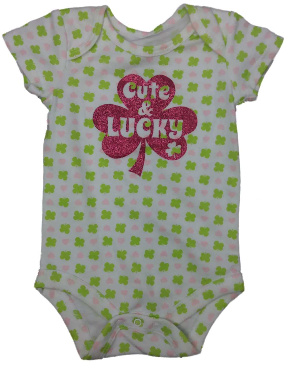 Infant St Patricks Cute & Lucky Glitter Single Outfit Clover Baby Bodysuit - image 1 of 1