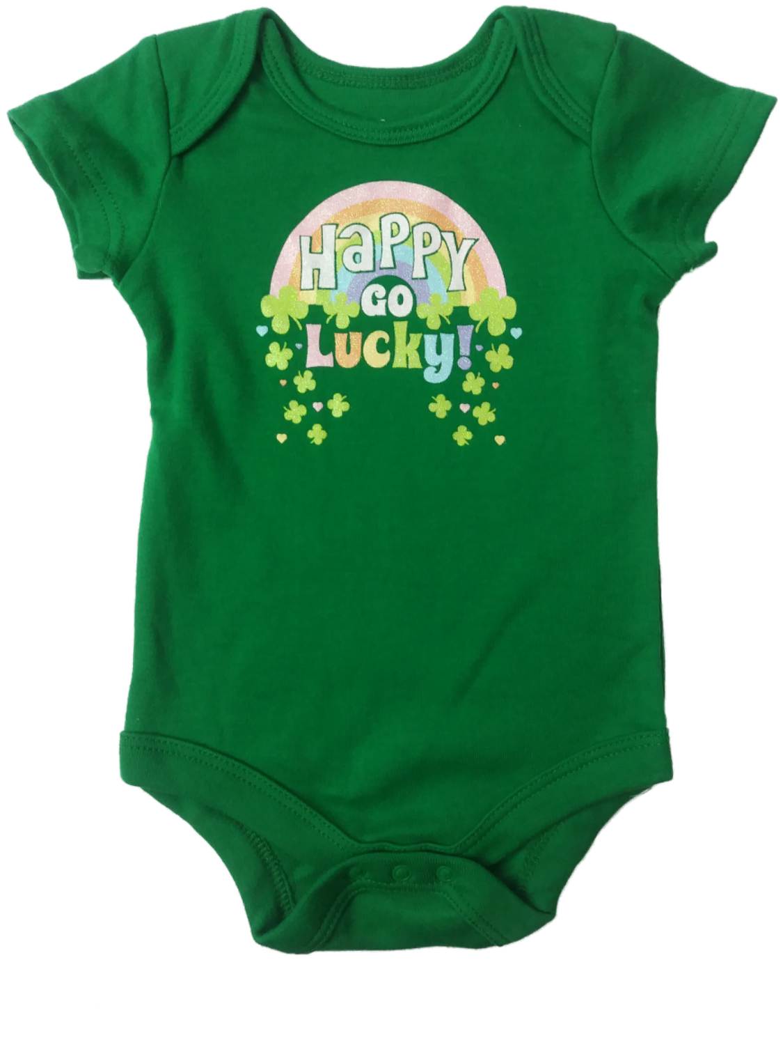 Infant St Patricks Rainbow Happy Go Lucky Single Outfit Clover Baby Bodysuit - image 1 of 1