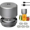 thumbnail image 1 of Black FridayElectric Mason Jar Vacuum Sealer - Cordless Mason Jar Vacuum Sealer Kit with Wide & Regular Mouth Mason Jars - 2000mAh Battery Capacity 85 KPa Vacuum Sealer for Jars for Food Storage-Grey, 1 of 4