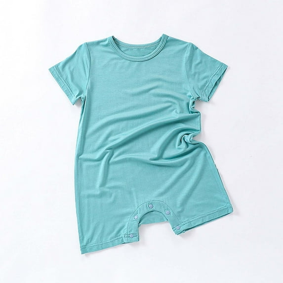 Infant Summer Jumpsuit Child's Summer Jumpsuit Boys And Girls Baby Botton Short Sleeve Round Neck Cute Solid Shorts Rompers 6-12 Month Girl Clothes