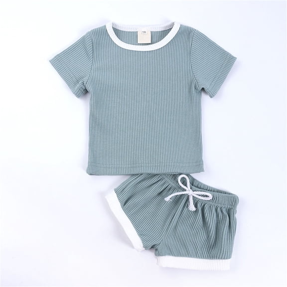 Infant Summer Sets Solid Short Sleeve Casual Girls Tops and Shorts Girls Two Piece Outfits 6-9 Months Clothes Cute Girl Clothing