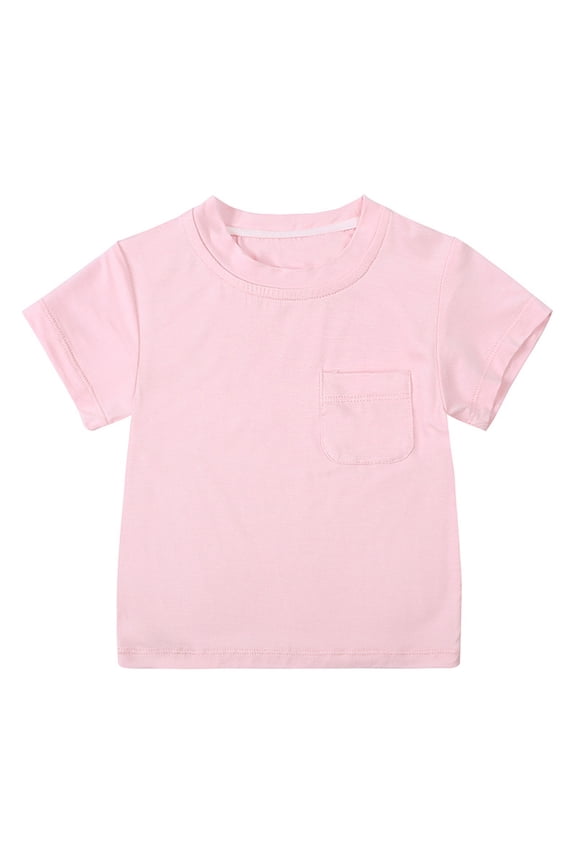 Summer Toddler Boys Girls Short Sleeve Solid Prints T Shirt Tops Clothes Toddler Shirt with Pockets Kids Short Sleeve Boys Tunic Top High Top Soccer Cleats Boy Size 16 6-12 Months Pink