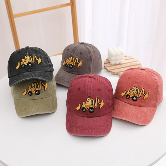 Sun Hats 6-12 Months Boys Baseball Cap Excavator Embroidery Adjustable Snapback Hat Kids Cartoon Sun Hat Cowboy Hats for Kids Bucket Hats for Girls