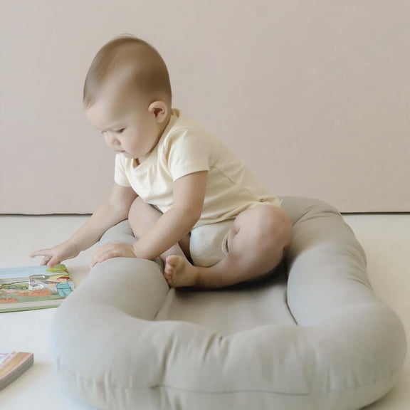 Infant Support Cushion - Support Cushion for Newborn, 0-24 Months, Portable Tummy Mat for Home and Travel, Soft Cotton, Supervised Use, Essentials Gift,(1 Lounger + 1 Cover)