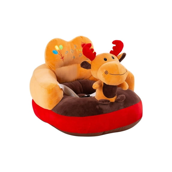 Infant Support Seat Sofa Plush Soft Animal Shaped Baby Learning Chair 3-16 Months Baby Unpadded Cotton Seat (Elk)