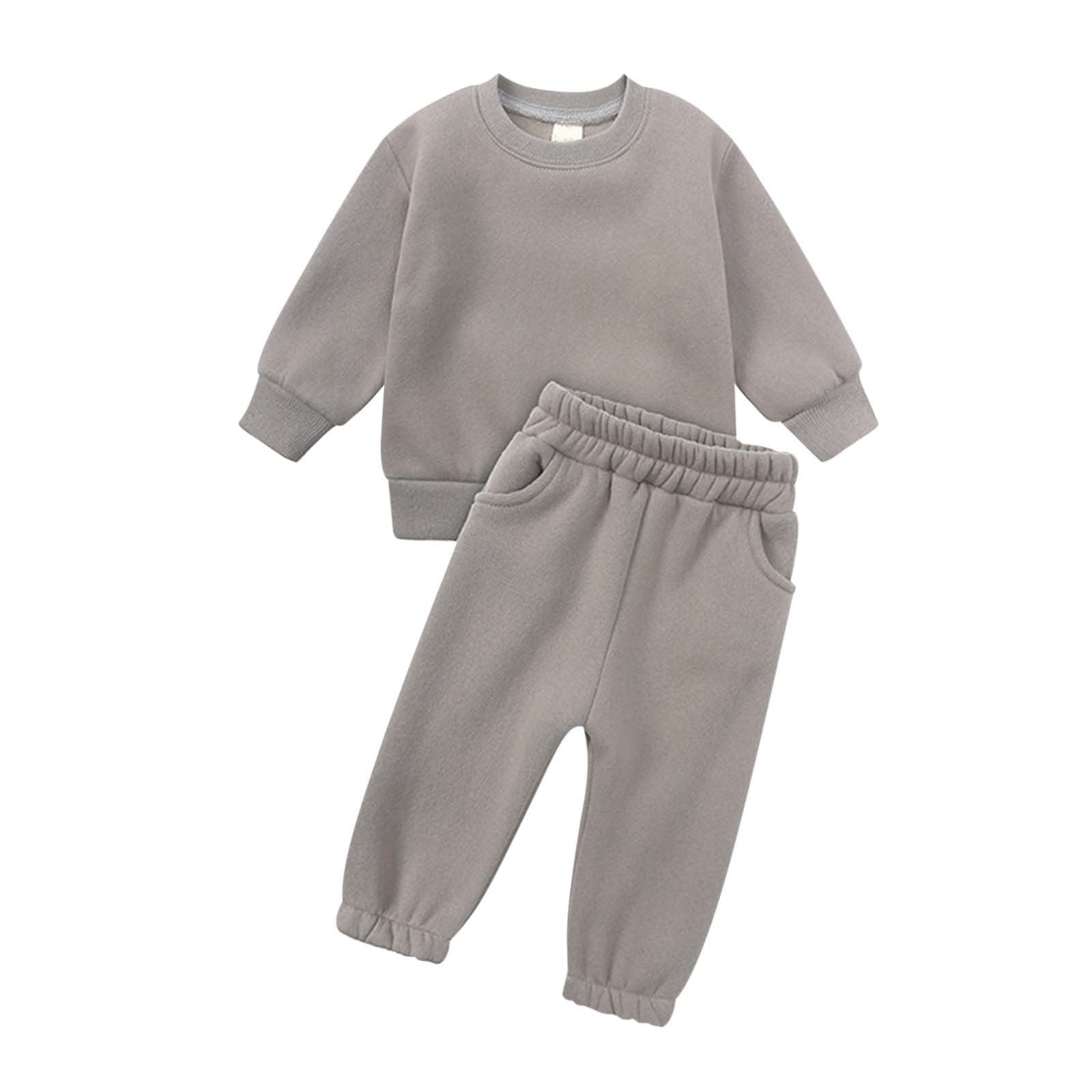 Infant Sweatsuit 0-3 Months Fall Winter Soft Piece Athletic and Jogger Pants Tracksuit Set Dark Gray Baby Boy Winter Clothes Sets 6-7 Years