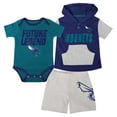 thumbnail image 1 of Infant Teal/Purple/Gray Charlotte Hornets Bank Shot Bodysuit, Hoodie T-Shirt & Shorts Set, 1 of 7