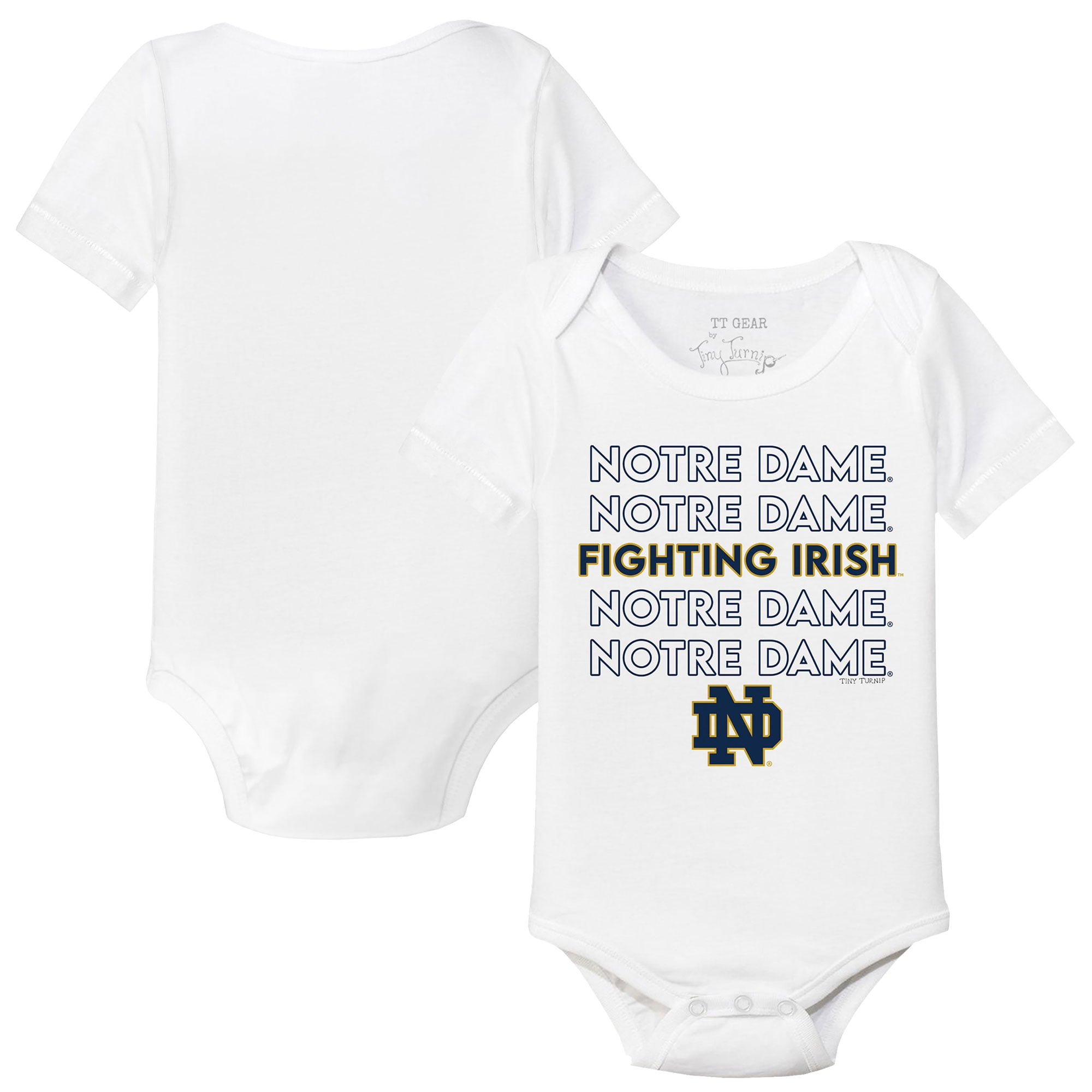 Infant Tiny Turnip White Notre Dame Fighting Irish Stacked Bodysuit