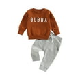 thumbnail image 1 of Infant Toddler Baby Boy Fall Winter Outfits Letter Pullover Sweatshirt Long Sleeve T-Shirt Top Pants Clothes Set, 1 of 7