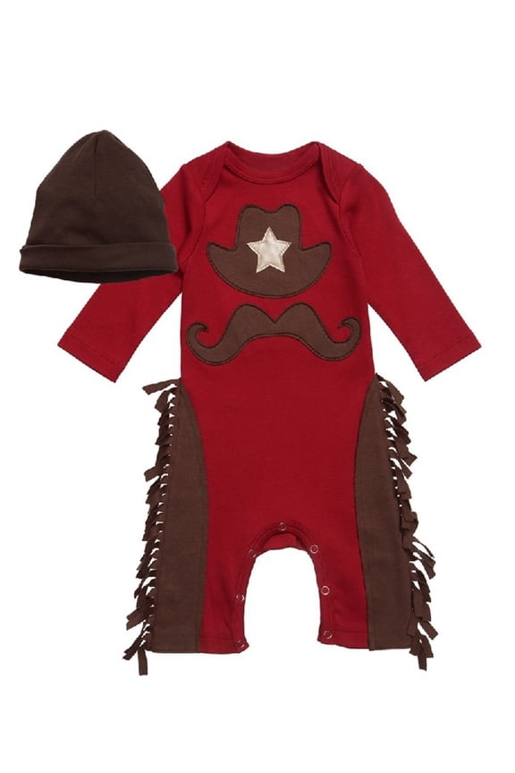 Infant Toddler Baby Boy Sheriff Cowboy Fringed Photo Props Romper