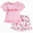 thumbnail image 1 of Infant Toddler Baby Girl 6 12 18 24 Months 2T 3T 4T 2Pcs Outfit Cow Print Short Sleeve T-Shirt and Soft Stretchy Shorts Summer Wear Kaprioy Toddler Girl Clothes, 1 of 7