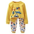 thumbnail image 1 of Caqnni Infant Toddler Baby Girl Boy Fall Winter Clothes Long Sleeve Funny Contrast Color Sweatshirt Pullover Tops Pants Set 12 18 24 M 1t 2t 3t 4t Pajamas & Dailywear Set（Yellow，6-12 Months）, 1 of 7