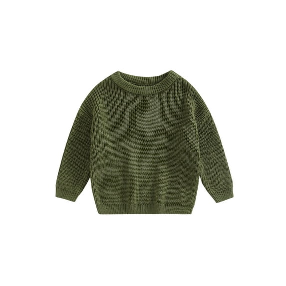Infant Toddler Baby Girl Boy Oversized Sweater Chunky Long Sleeve Crewneck Sweatshirt Warm Fall Winter Knit Pullover Tops