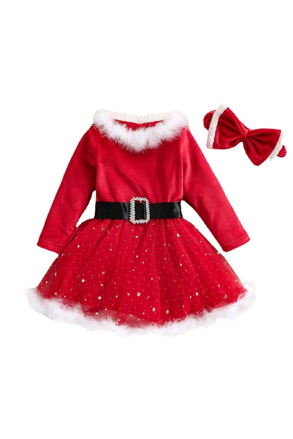 Infant Toddler Baby Girl Christmas Dress Christmas Plaid Lace Party Dress Princess Tulle Dresses Christmas Clothes Set Red 3 years