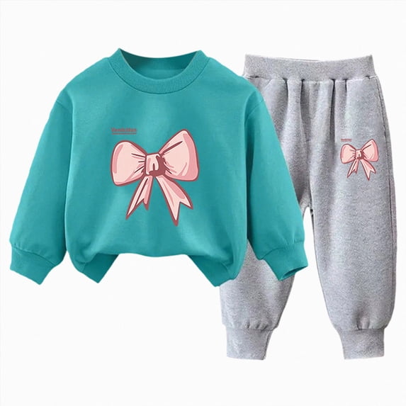 Infant Toddler Baby Girl Winter Clothes Long Sleeve Bow Shirts with Pants Set 2Pcs Baby Girl Bow Outfits