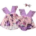 thumbnail image 1 of Infant Toddler Baby Kids Girls Clothes Lace Floral Sleeveless Little Sister Romper/ Big Sister Dress Matching Outfits For 0-6 Years, 1 of 8