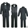 thumbnail image 1 of Infant,Toddler,Boy Wedding Formal Recital Black Tail Tuxedo Bow Tie Suit S-18, 1 of 5