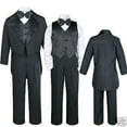 thumbnail image 1 of Infant,Toddler,Boy Wedding Formal Recital Black Tail Tuxedo Bow Tie Suit S-18, 1 of 1