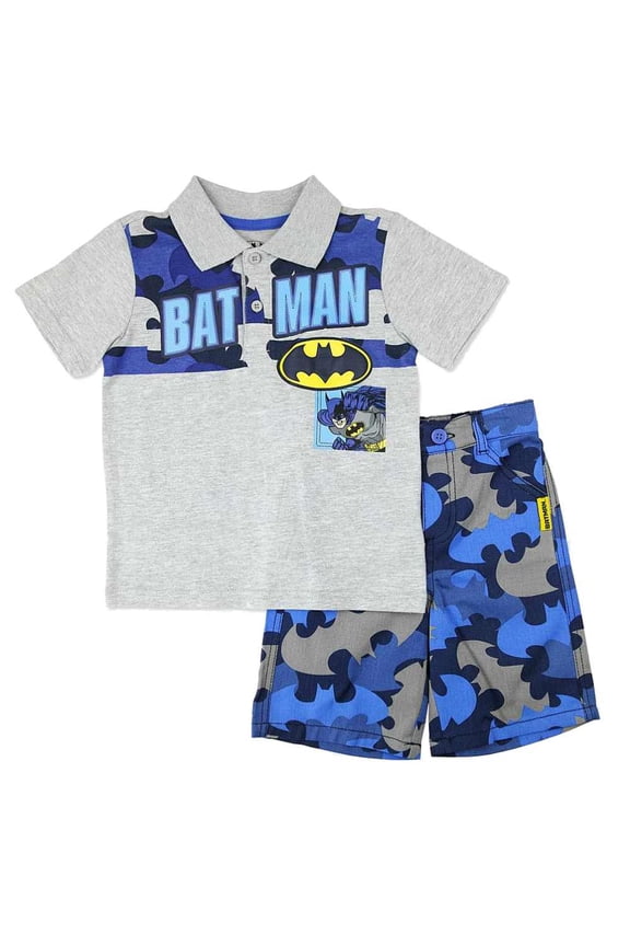 Infant & Toddler Boys 2 Piece Batman Polo Shirt & Camo Shorts Set 24 Months