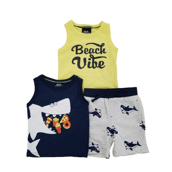 Infant & Toddler Boys 3-Piece Beach Vibe Sharks Tank Tops & Shorts Set