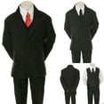 thumbnail image 1 of Infant Toddler Boys 6pc  Wedding Formal Tuxedo Suit Black extra Red Necktie S-20, 1 of 6