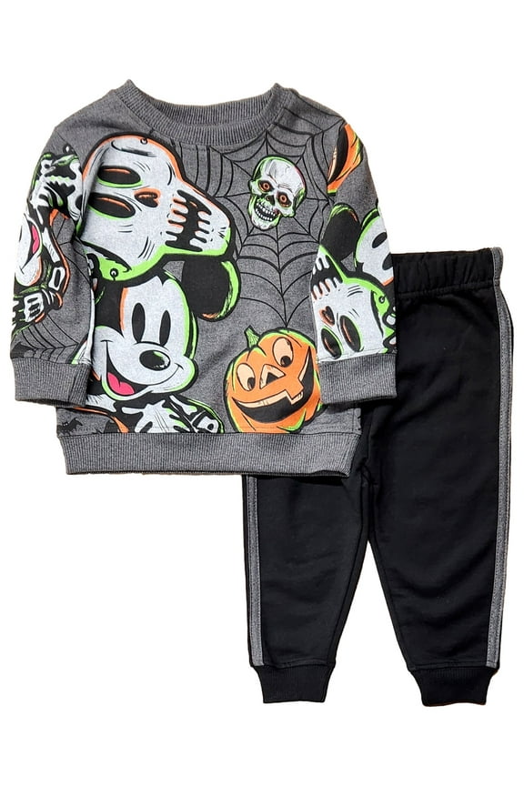 Infant & Toddler Boys Black Mickey Mouse Halloween Sweatshirt & Pants Set 12m
