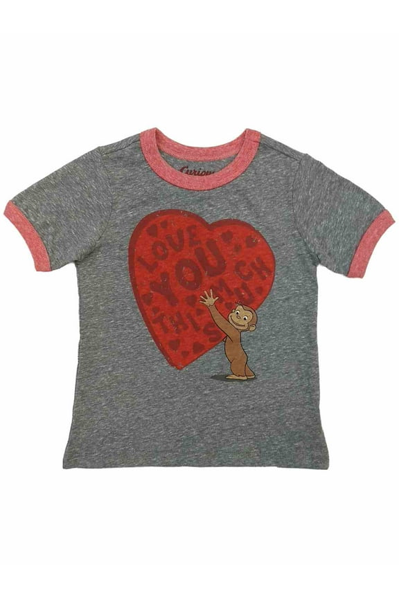 Infant & Toddler Boys Curious George Valentines Day T-Shirt Monkey Heart 12m